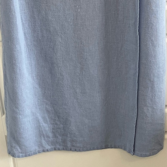 Vintage Sweet Jessie Bohemian Sky Blue Cottagecore 100% Linen Maxi Dress MP - Picture 3 of 11